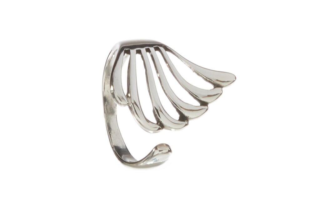 Bague ajustable en argent - Feuille de palme