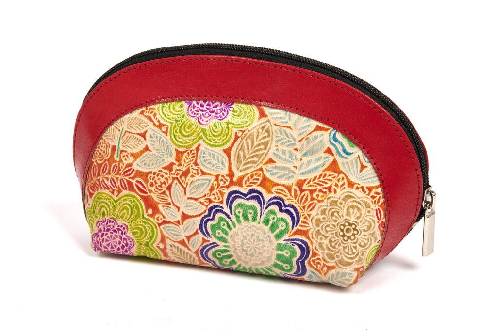 Trousse fleurie en cuir shanti