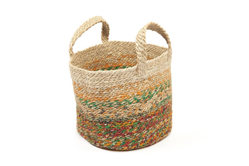 Panier de rangement en sari recyclé