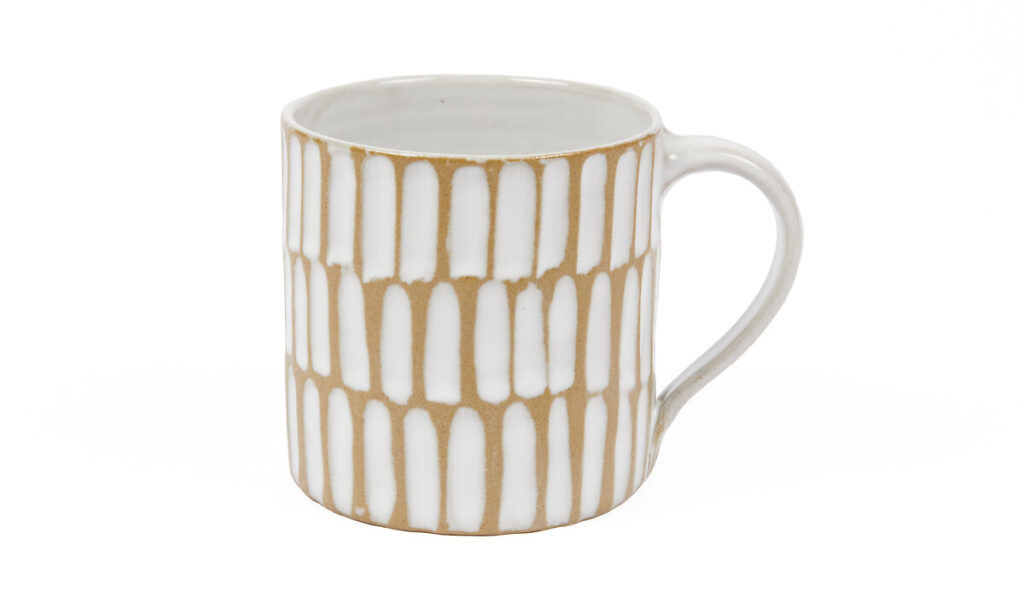 Mug en grès beige et blanc