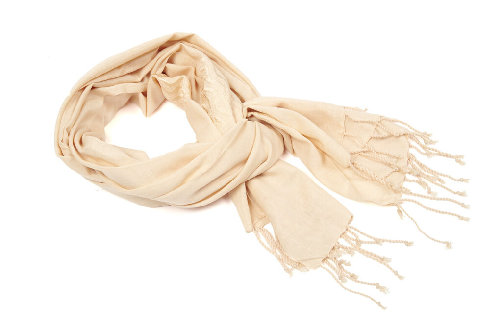 Foulard coton soie beige rosé