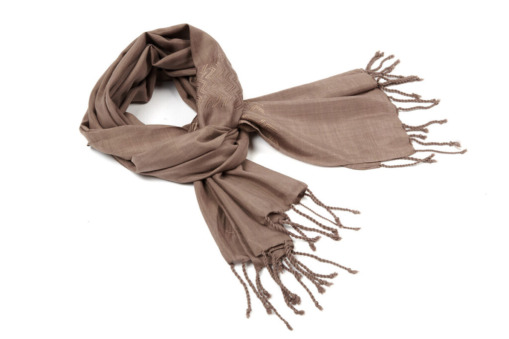 Foulard coton soie brun clair