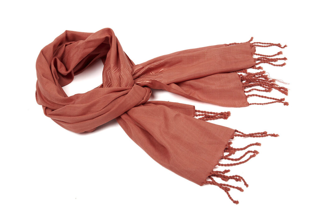 Foulard coton soie rouge brique