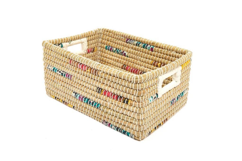 Panier naturel en Sari recyclé M