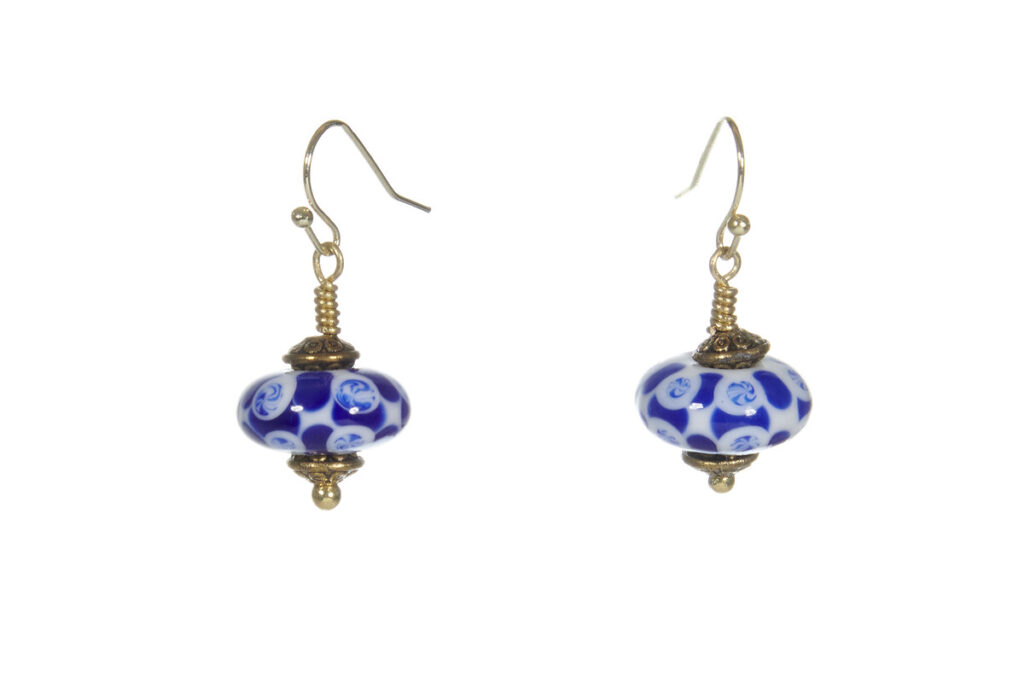 Boucles d'oreilles bleues perle de verre