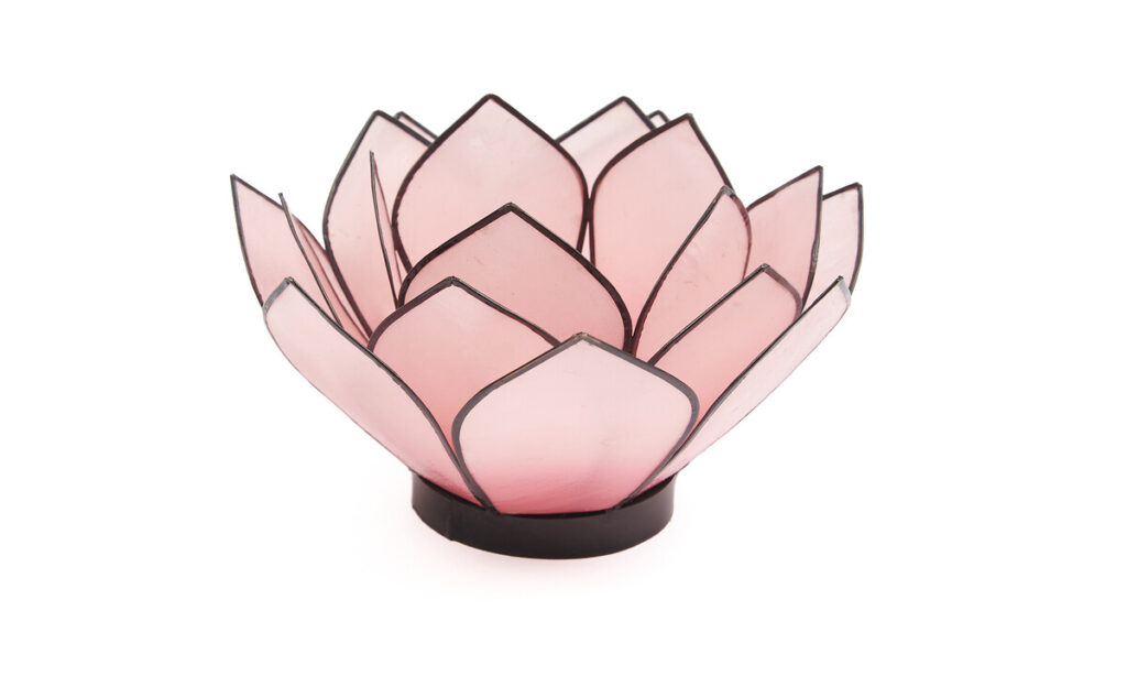 Photophore en nacre lotus rose