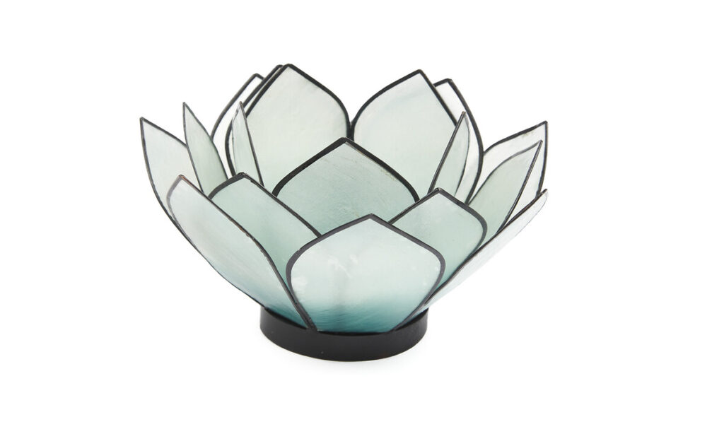 Photophore en nacre lotus turquoise