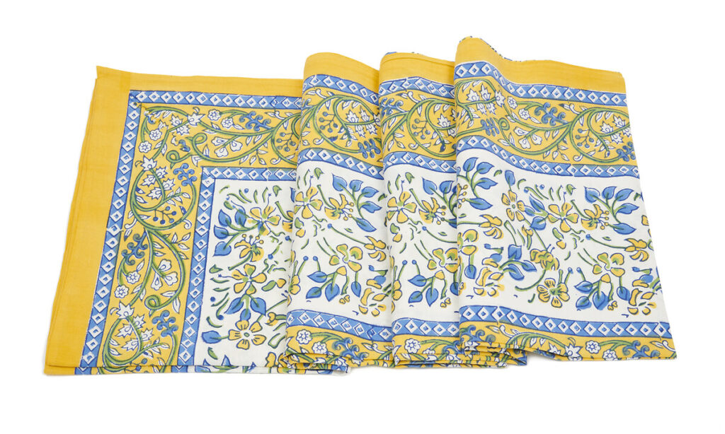 Nappe fleurie jaune bleu