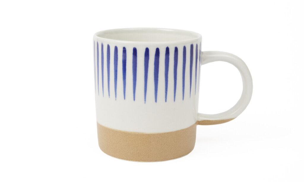 Mug céramique ligné bleu M