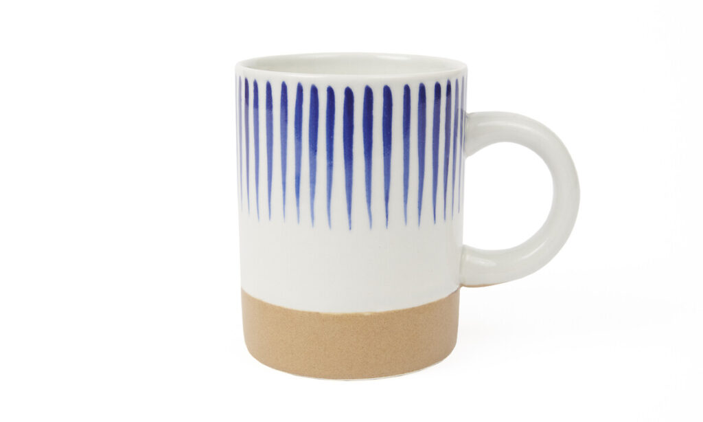 Mug céramique ligné bleu L