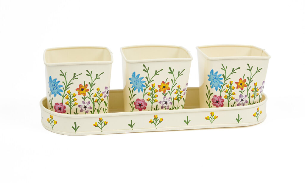 Set de 3 cache-pots Fleuris