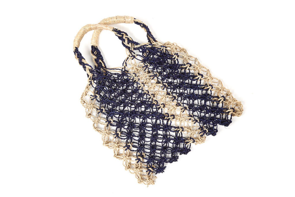 Sac shopping filet abaca bleu