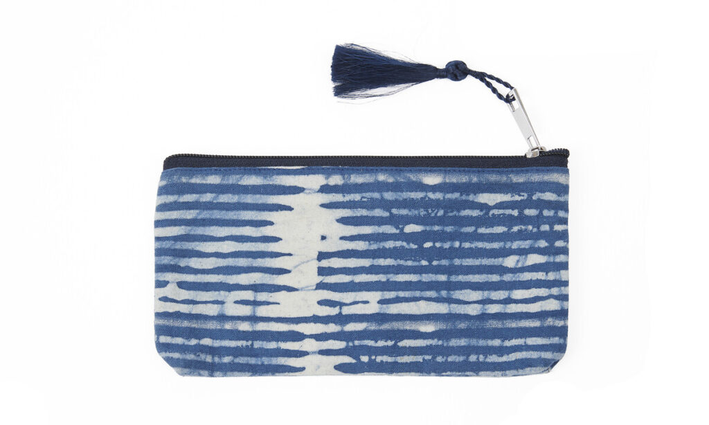 pochette en coton imprimée bleue M