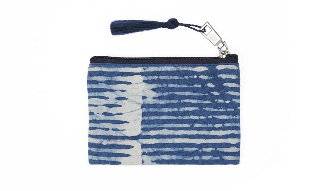 pochette en coton imprimée bleue S