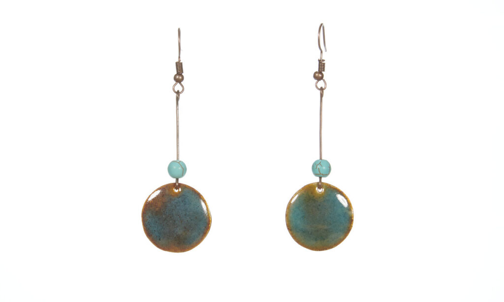 boucles d'oreilles pierre turquoise cuivre émaillé