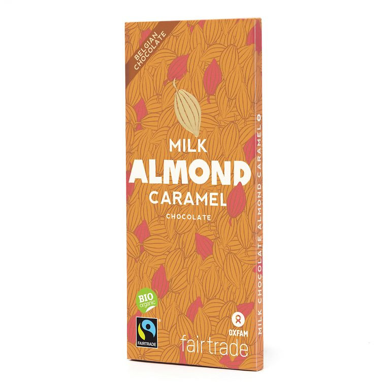 Chocolat au lait bio aux amandes
caramélisées 100gr