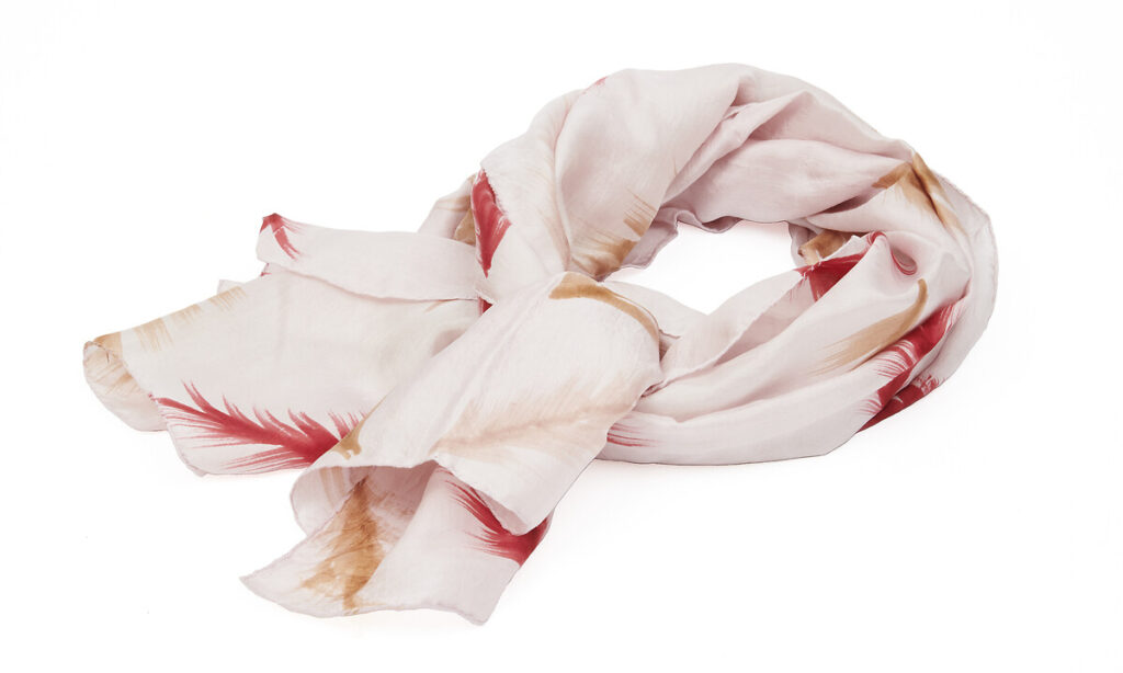 Foulard en soie brun et rouge