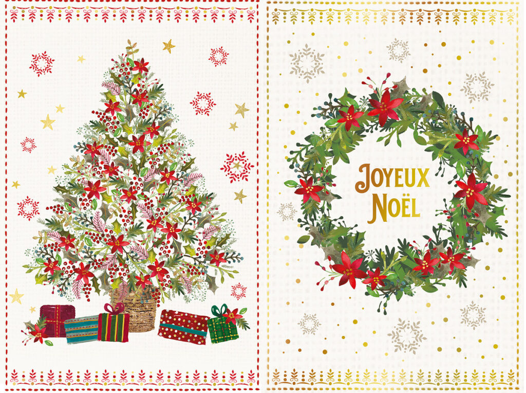 Set 8 cartes de voeux Unicef sapin et couronne (FR)