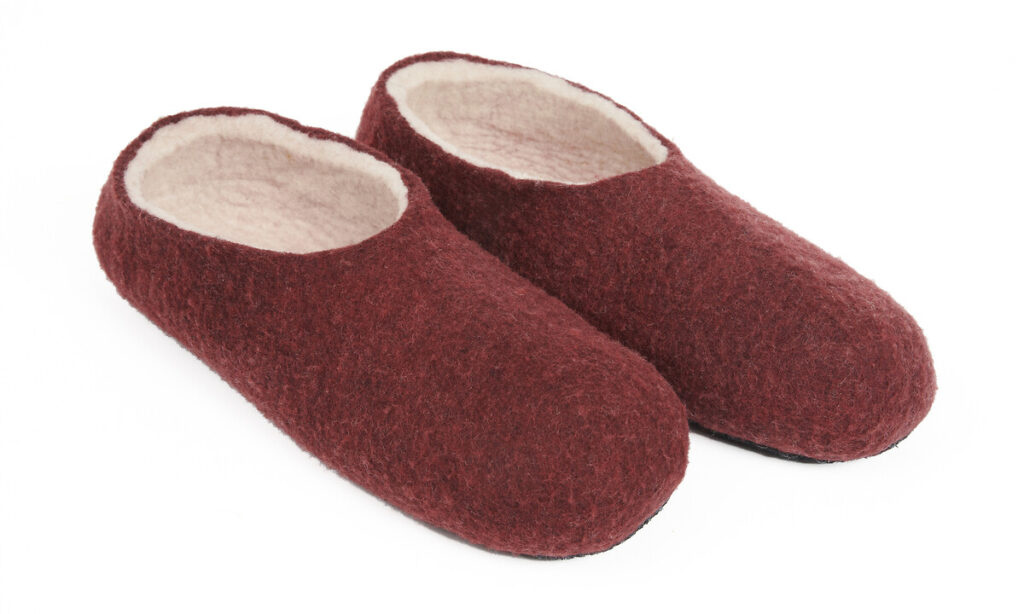 Pantoufles laine bordeaux 39-40