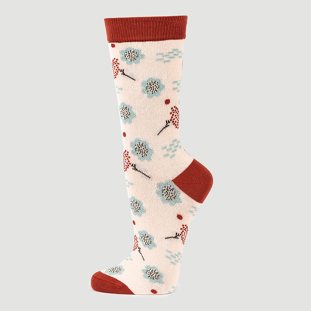 Chaussettes longues coton bio fleurs 35-38