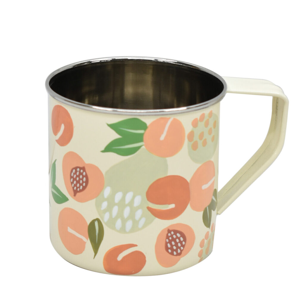 Mug acier inoxydable ivoire motifs abricots