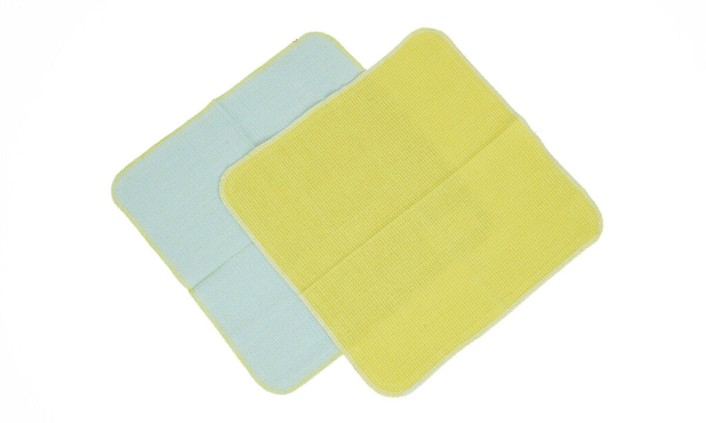 Torchon set/2 coton jaune &amp; bleu foncé